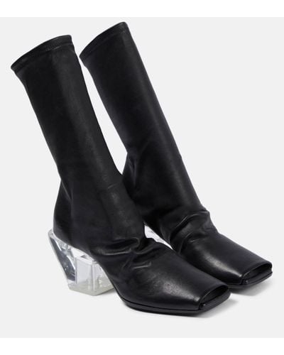 Rick Owens Square-toe Leather Ankle Boots - Black