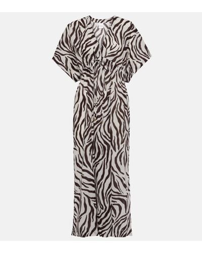 Max Mara Dorotea Zebra-print Cotton Midi Dress - White