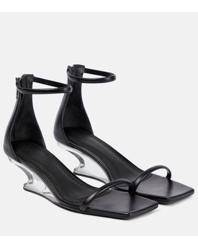 Rick Owens Leather Wedge Sandals - Black