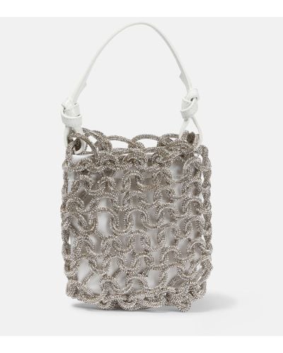 STAUD Rhinestone-embellished Tote Bag - Gray