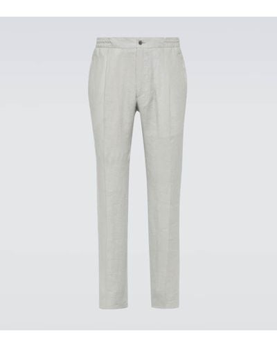 Kiton Linen Straight Pants - Gray