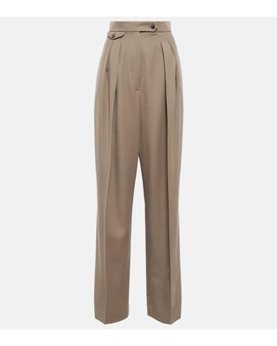 The Row Pantalon ample Marcellita en laine - Neutre