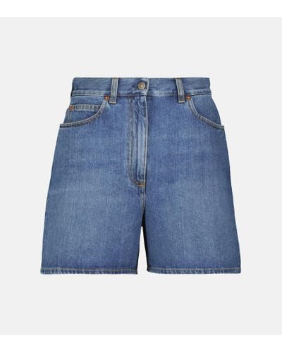 Gucci Shorts di jeans a vita alta - Blu