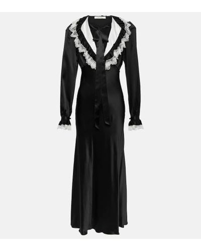 Rodarte Silk Satin Midi Dress - Black