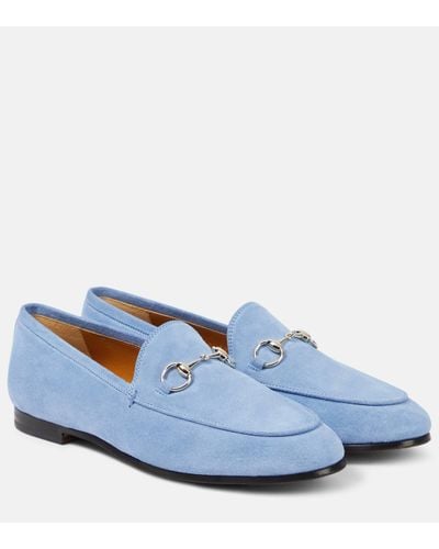 Gucci Jordaan Horsebit Suede Loafers - Blue