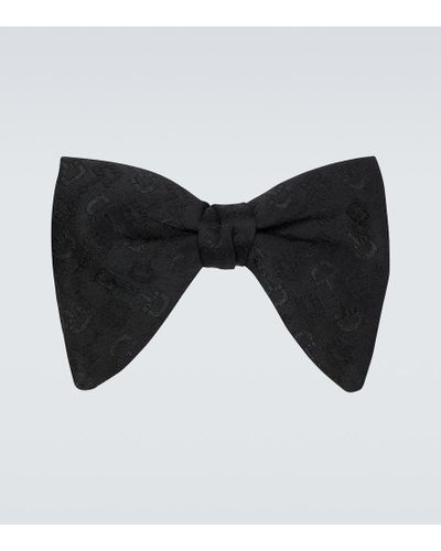 Gucci Horsebit Jacquard Wool And Silk Bow Tie - Black