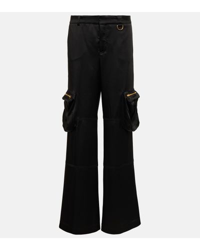 Blumarine Pantalon cargo a taille basse en satin - Noir