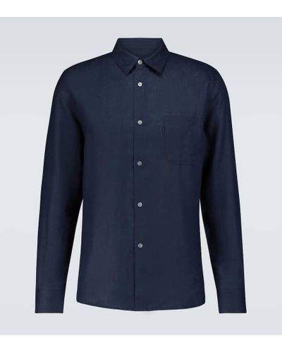 Derek Rose Monaco 2 Long-sleeved Linen Shirt - Blue