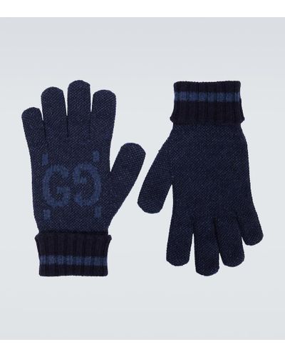 Gucci Handschuhe Aus GG Kaschmir - Blau