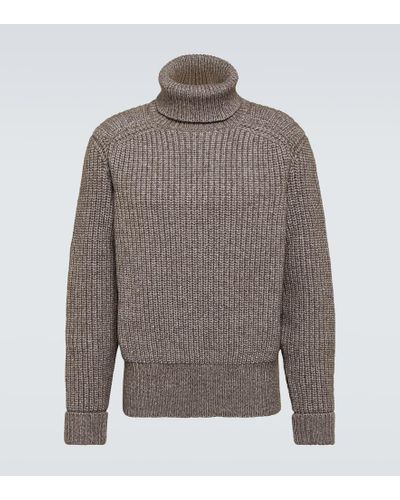 Loro Piana Wengen Cotton And Wool Turtleneck Sweater - Gray