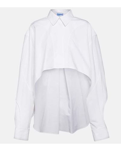 Mugler Camisa en popelin de algodon drapeada - Blanco