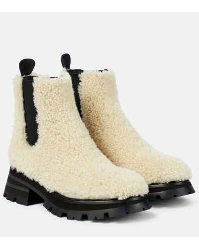 Alexander McQueen Shearling Ankle Boots - Natural