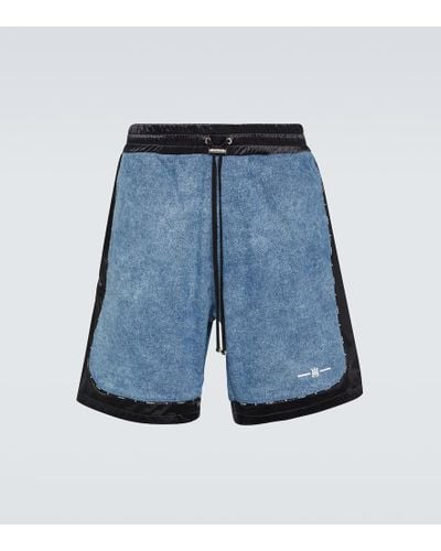 Amiri Satin-trimmed Denim Shorts - Blue