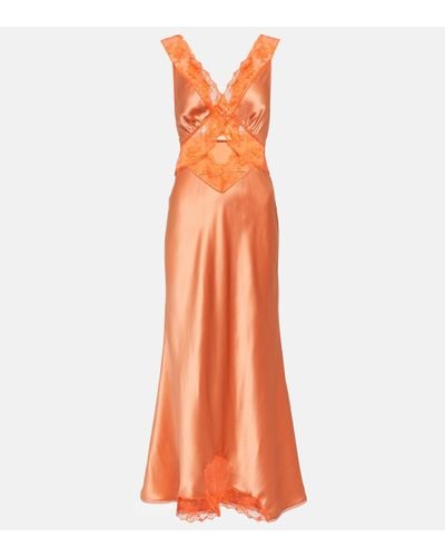 Sir. The Label Aries Lace-trimmed Silk Maxi Dress - Orange