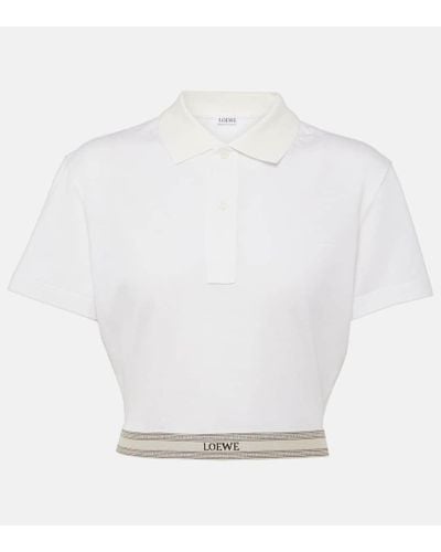 Loewe Cropped Cotton Polo Shirt - White