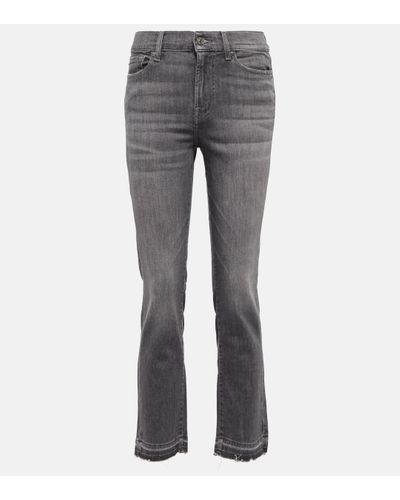 7 For All Mankind Mid-rise Cropped Straight Jeans - Grey