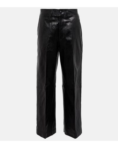 Polo Ralph Lauren Cropped Leather Pants - Black