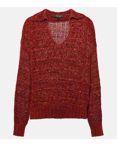 Loro Piana Shikotsu Silk Polo Sweater - Red