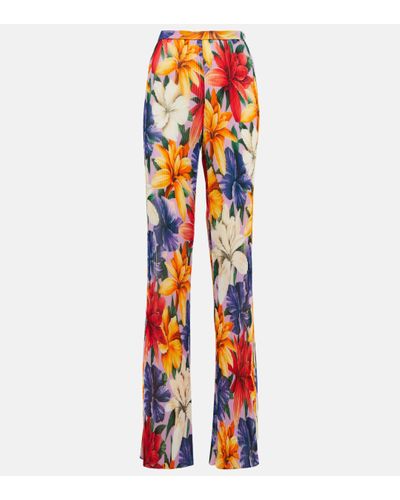 Etro High-rise Straight Floral Trousers - Orange