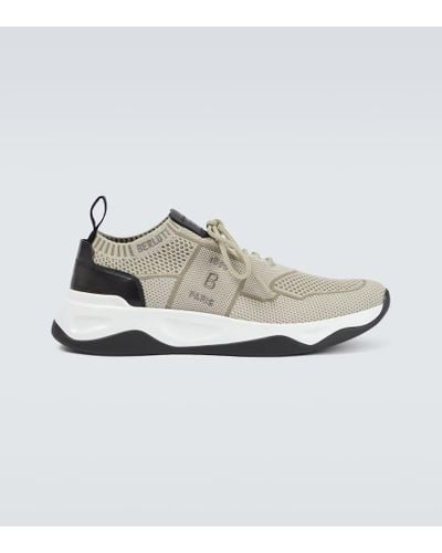Berluti Shadow Knitted And Leather Sneakers - White