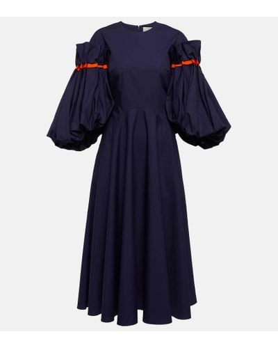 ROKSANDA Enala Cotton Poplin Midi Dress - Blue