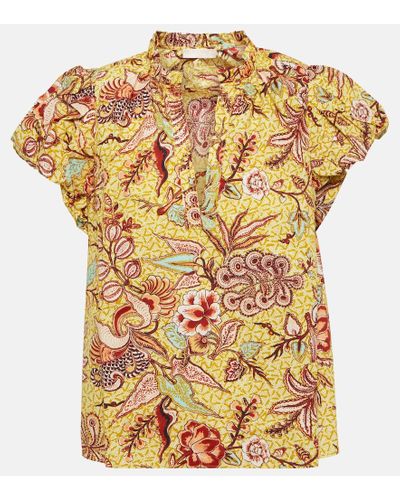 Ulla Johnson Blusa Evelyn de algodon floral - Metálico