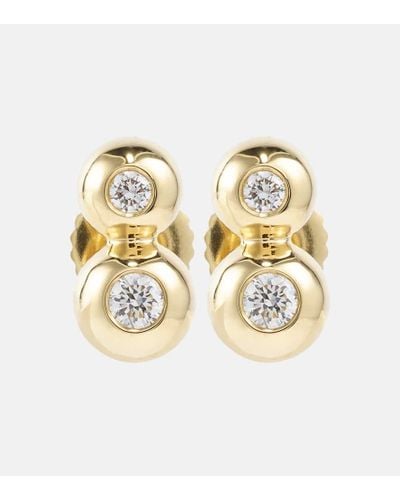 Melissa Kaye Audrey Double Stud Small 18kt Gold Earrings With Diamonds - Metallic