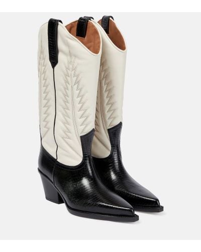Paris Texas Leather Cowboy Boots - Black
