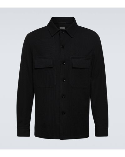 Zegna Wool And Cotton Overshirt - Black