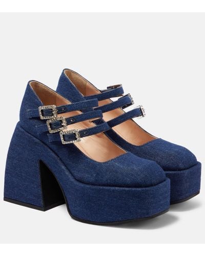 NODALETO Bulla Marietta Mary Jane Platform Court Shoes - Blue