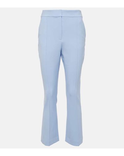 Veronica Beard Tani Cropped High-rise Flared Pants - Blue