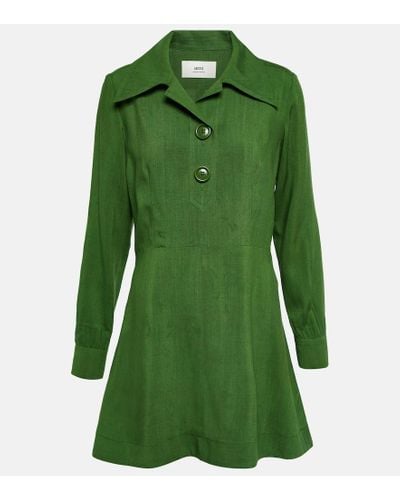 Ami Paris Vestido corto en mezcla de seda - Verde