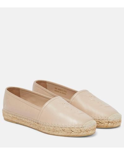 Saint Laurent Monogram Leather Espadrille - Natural