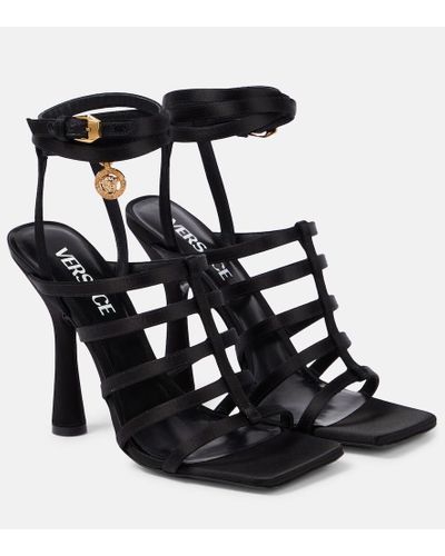 Versace Lycia Satin Sandals - Black