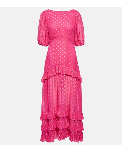 RIXO London Shireen Fil Coupe Georgette Maxi Dress - Pink