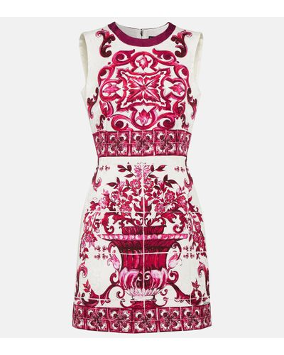 Dolce & Gabbana Majolica-print Mini Dress - Red