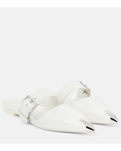Alexander McQueen Slippers Punk aus Leder - Weiß