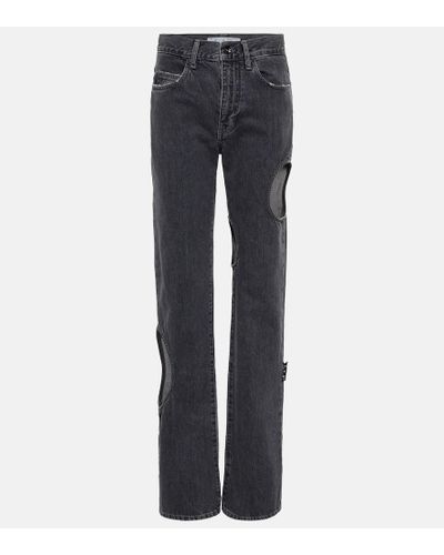 Off-White c/o Virgil Abloh Cutout High-rise Straight Jeans - Blue