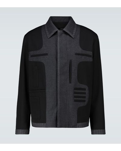 Fendi Chaqueta de lana y franela - Negro