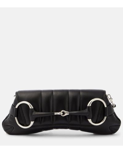 Gucci Horsebit Chain Medium Shoulder Bag - Black