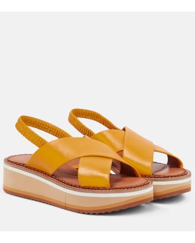 Robert Clergerie Freedom Leather Platform Sandals - Orange