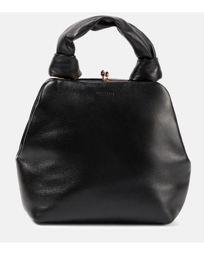 Jil Sander Tote Goji Square Small aus Leder - Schwarz