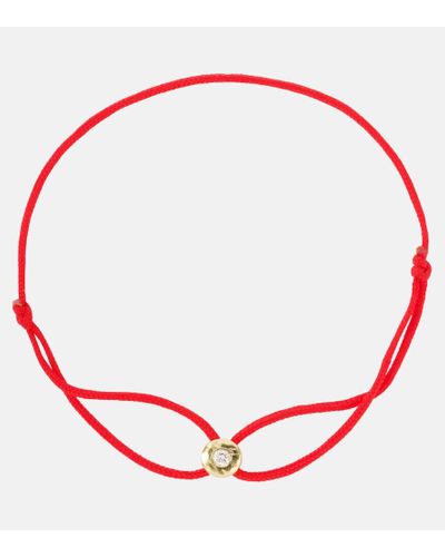 Octavia Elizabeth Parachute Nesting Gem 18kt Gold Cord Bracelet With Diamond - Red