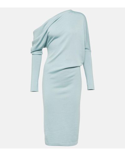 Tom Ford Vestido midi en mezcla de cachemir - Azul