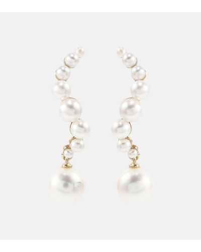 Mateo 14kt Gold Drop Earrings With Pearls - White
