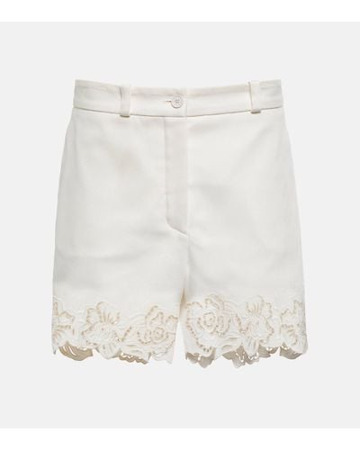 Elie Saab Embroidered Cotton Shorts - White