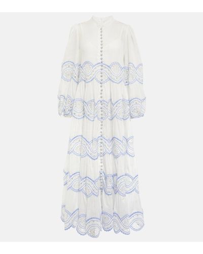 Zimmermann Cira Lace-insert Cotton Maxi Dress - White