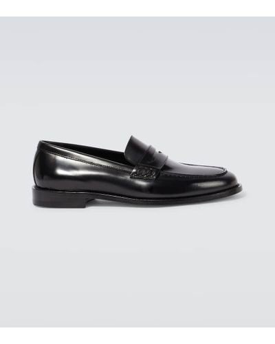Manolo Blahnik Perry Leather Penny Loafers - Black
