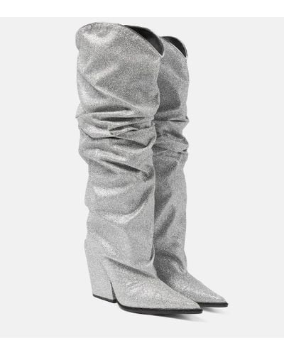 Alexandre Vauthier Glitter Knee-high Boots - Gray