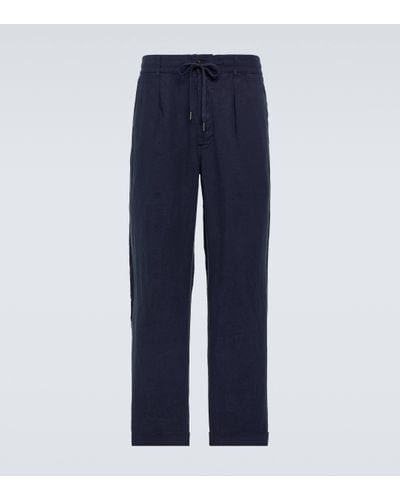 Polo Ralph Lauren Linen Straight Trousers - Blue